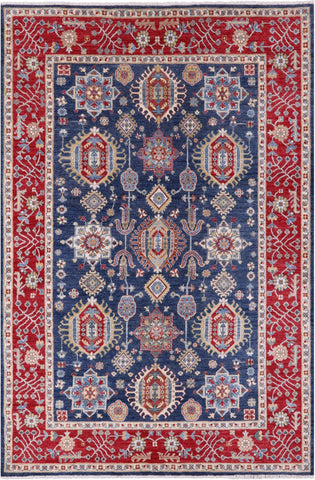 Blue Persian Fine Serapi Hand Knotted Wool Rug - 6' 8