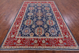 Blue Persian Fine Serapi Hand Knotted Wool Rug - 6' 8" X 9' 8" - Golden Nile