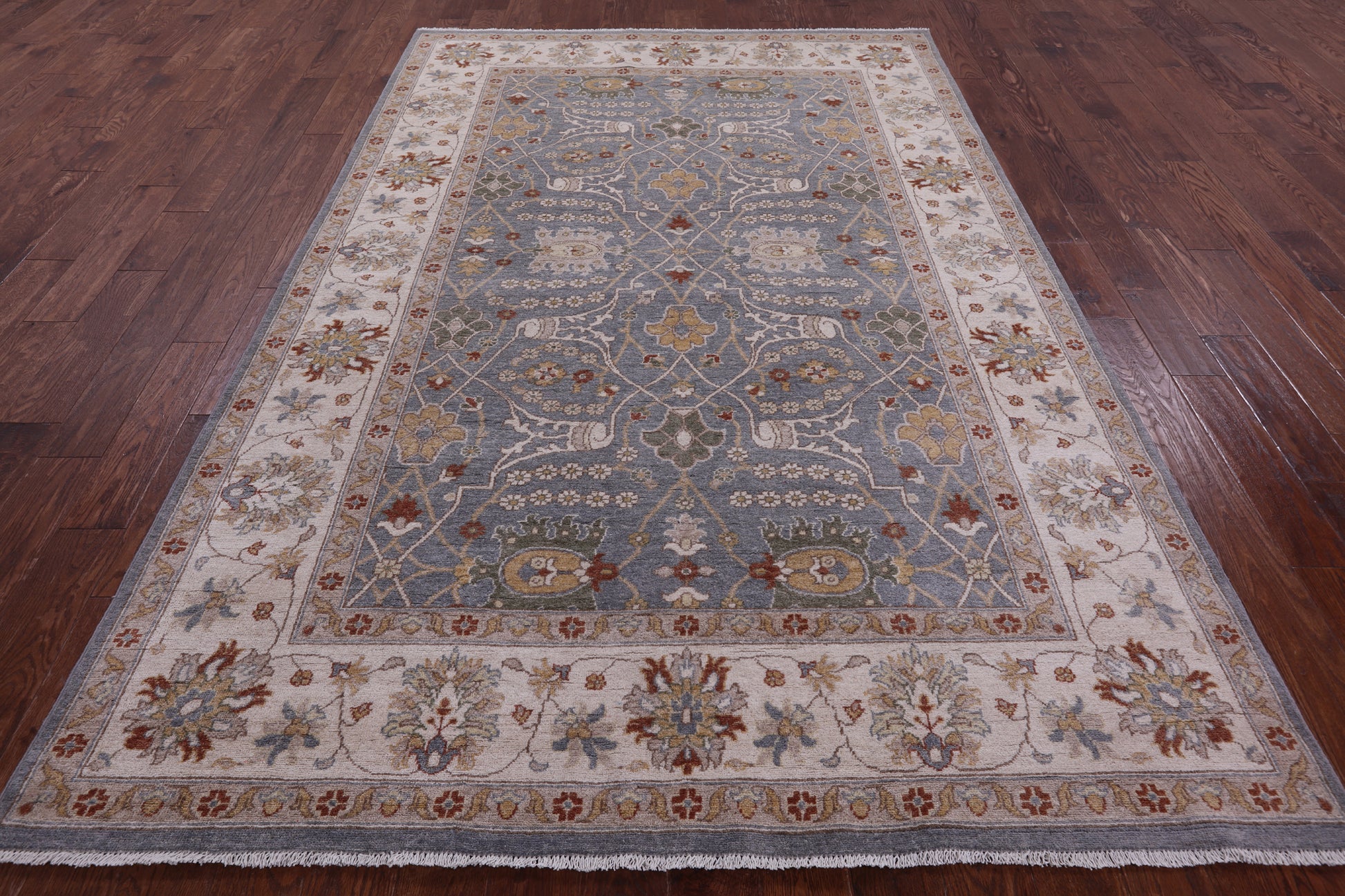 Grey Turkish Oushak Handmade Wool Rug - 6' 6" X 9' 11" - Golden Nile