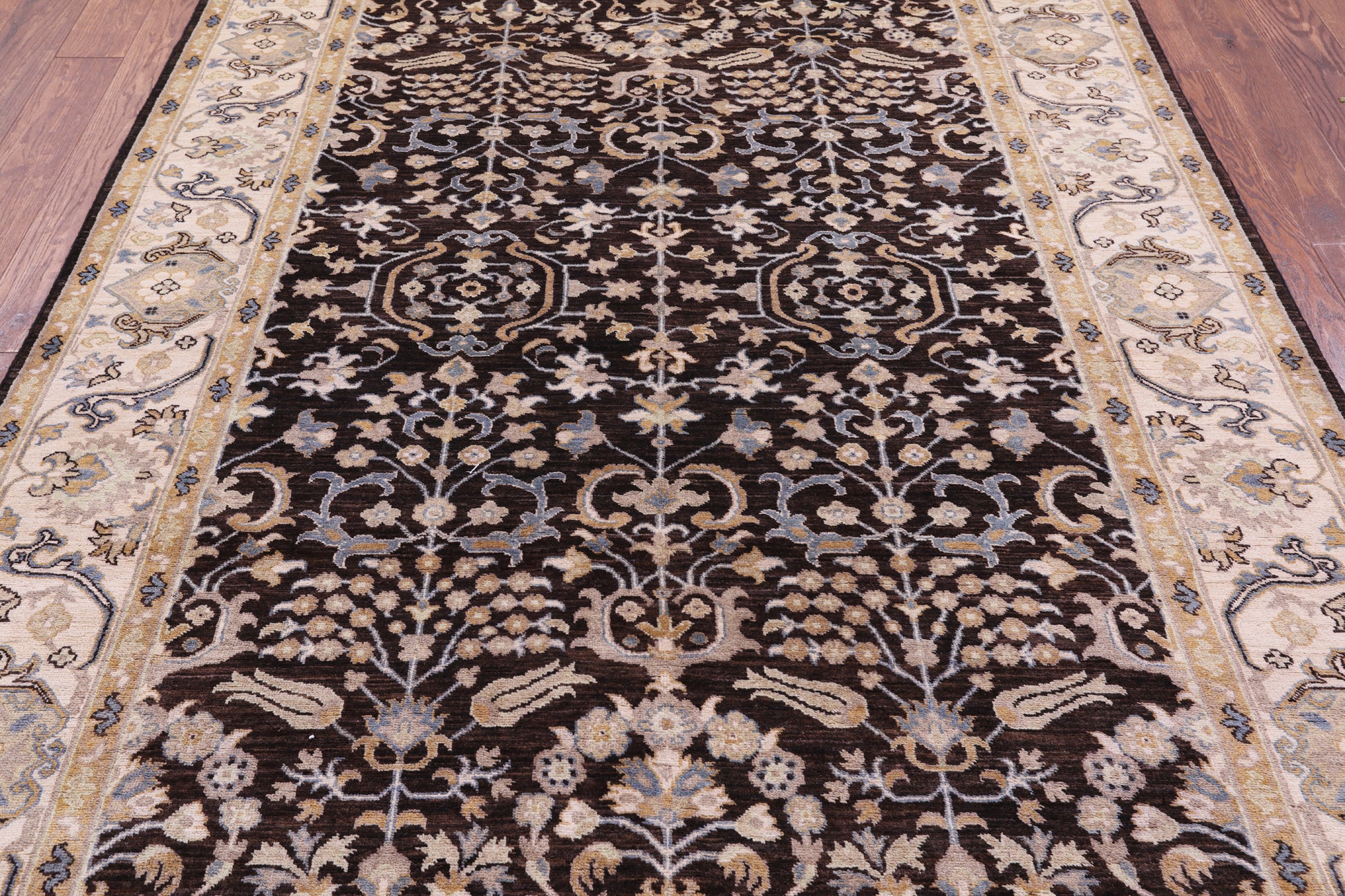 Brown Turkish Oushak Hand Knotted Wool Rug - 6' 2" X 8' 6" - Golden Nile