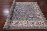 Blue Persian Fine Serapi Hand Knotted Wool Rug - 6' 8" X 9' 9" - Golden Nile