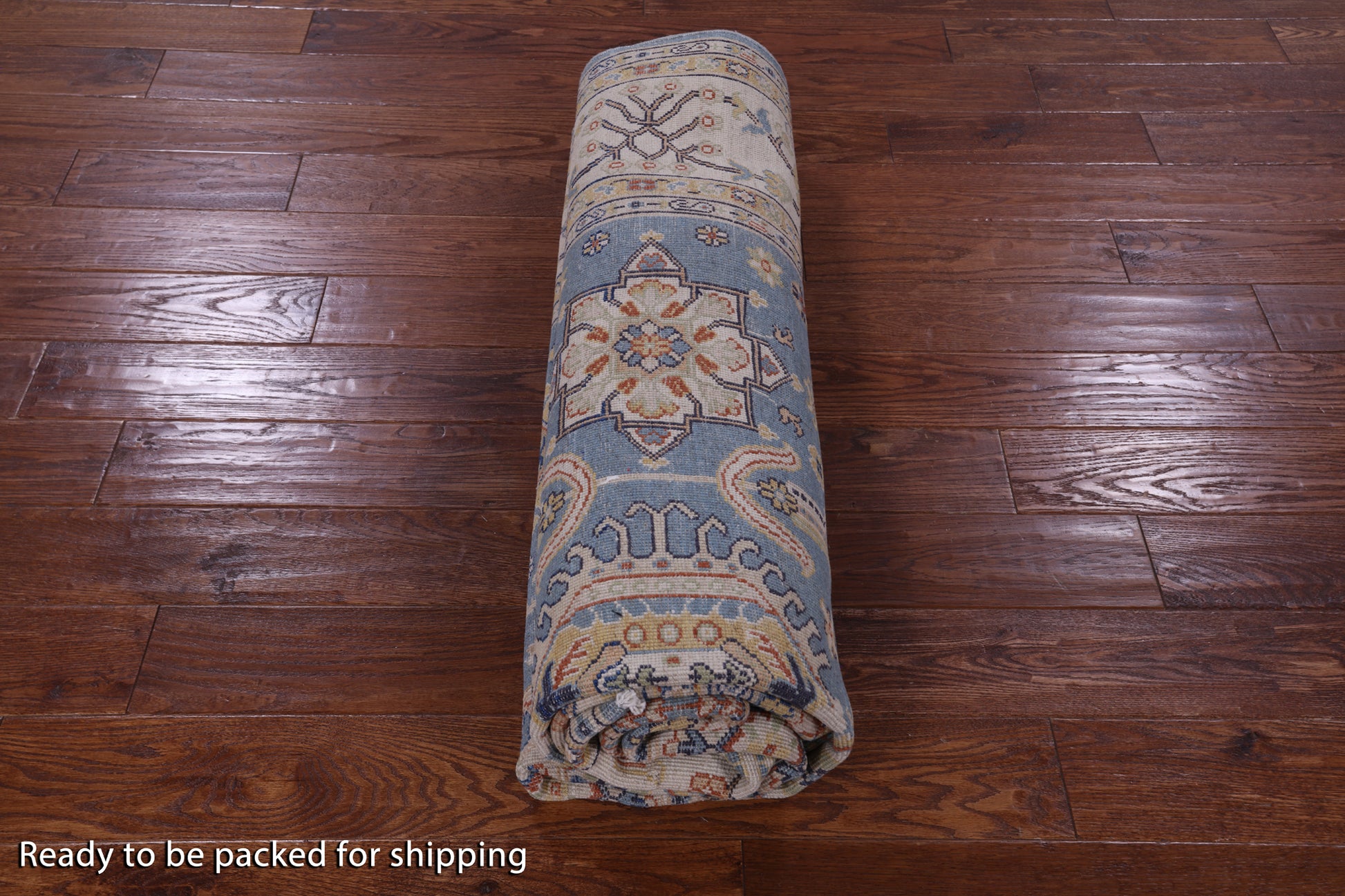Blue Persian Fine Serapi Hand Knotted Wool Rug - 6' 8" X 9' 9" - Golden Nile