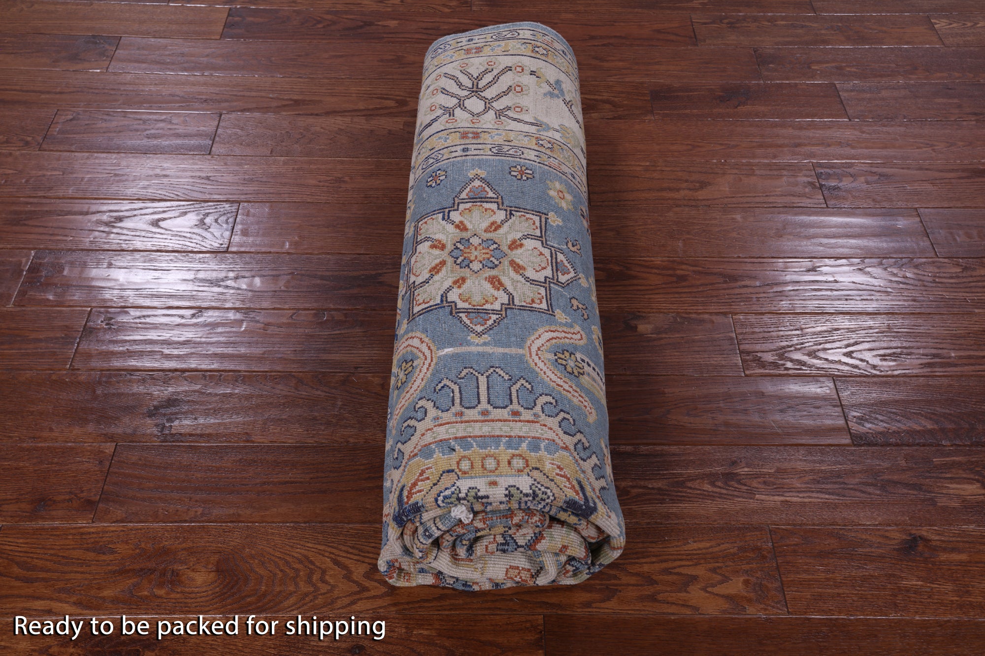 Blue Persian Fine Serapi Hand Knotted Wool Rug - 6' 8" X 9' 9" - Golden Nile