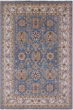 Blue Persian Fine Serapi Hand Knotted Wool Rug - 6' 8" X 9' 9" - Golden Nile