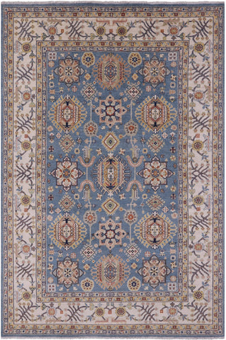 Blue Persian Fine Serapi Hand Knotted Wool Rug - 6' 8