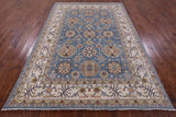 Blue Persian Fine Serapi Hand Knotted Wool Rug - 6' 8" X 9' 9" - Golden Nile