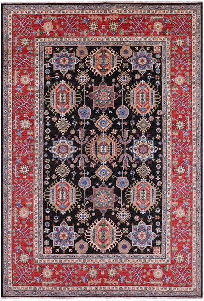Brown Persian Fine Serapi Handmade Wool Rug - 6' 8" X 9' 10" - Golden Nile