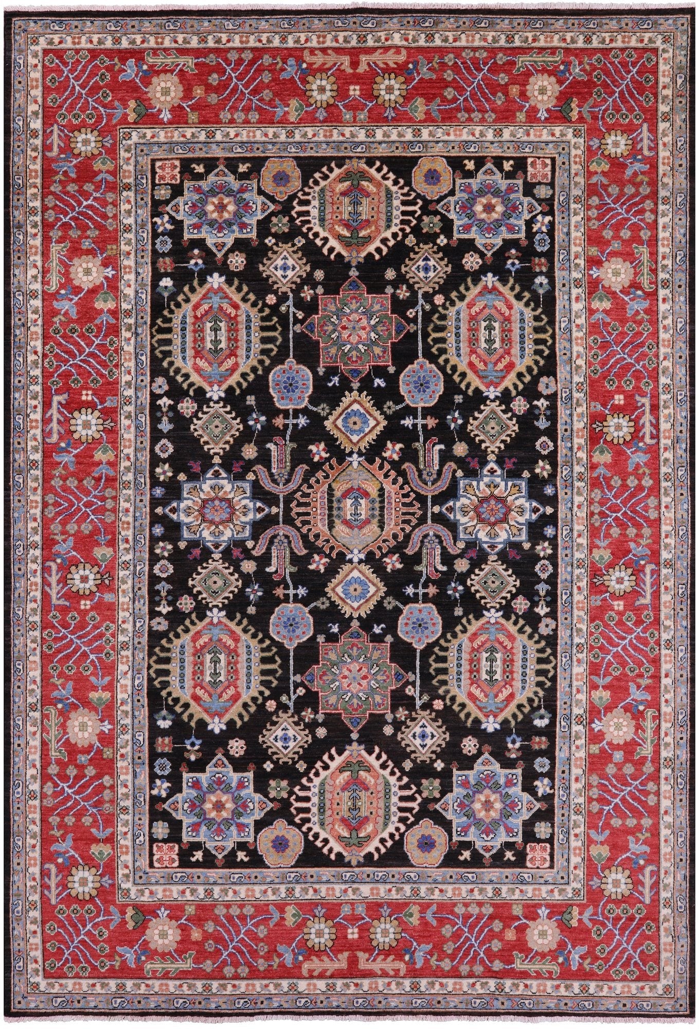 Brown Persian Fine Serapi Handmade Wool Rug - 6' 8" X 9' 10" - Golden Nile