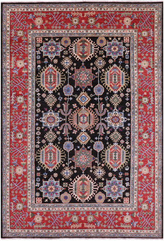 Brown Persian Fine Serapi Handmade Wool Rug - 6' 8