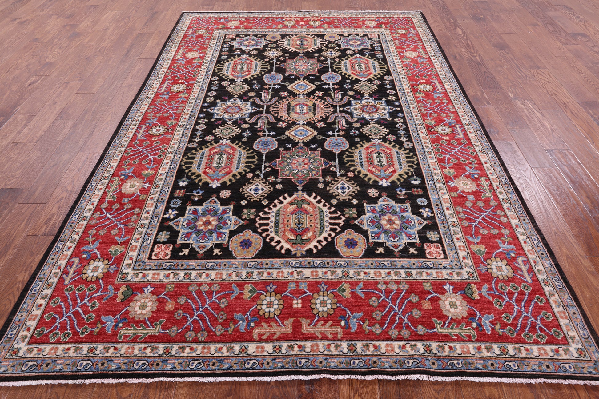 Brown Persian Fine Serapi Handmade Wool Rug - 6' 8" X 9' 10" - Golden Nile