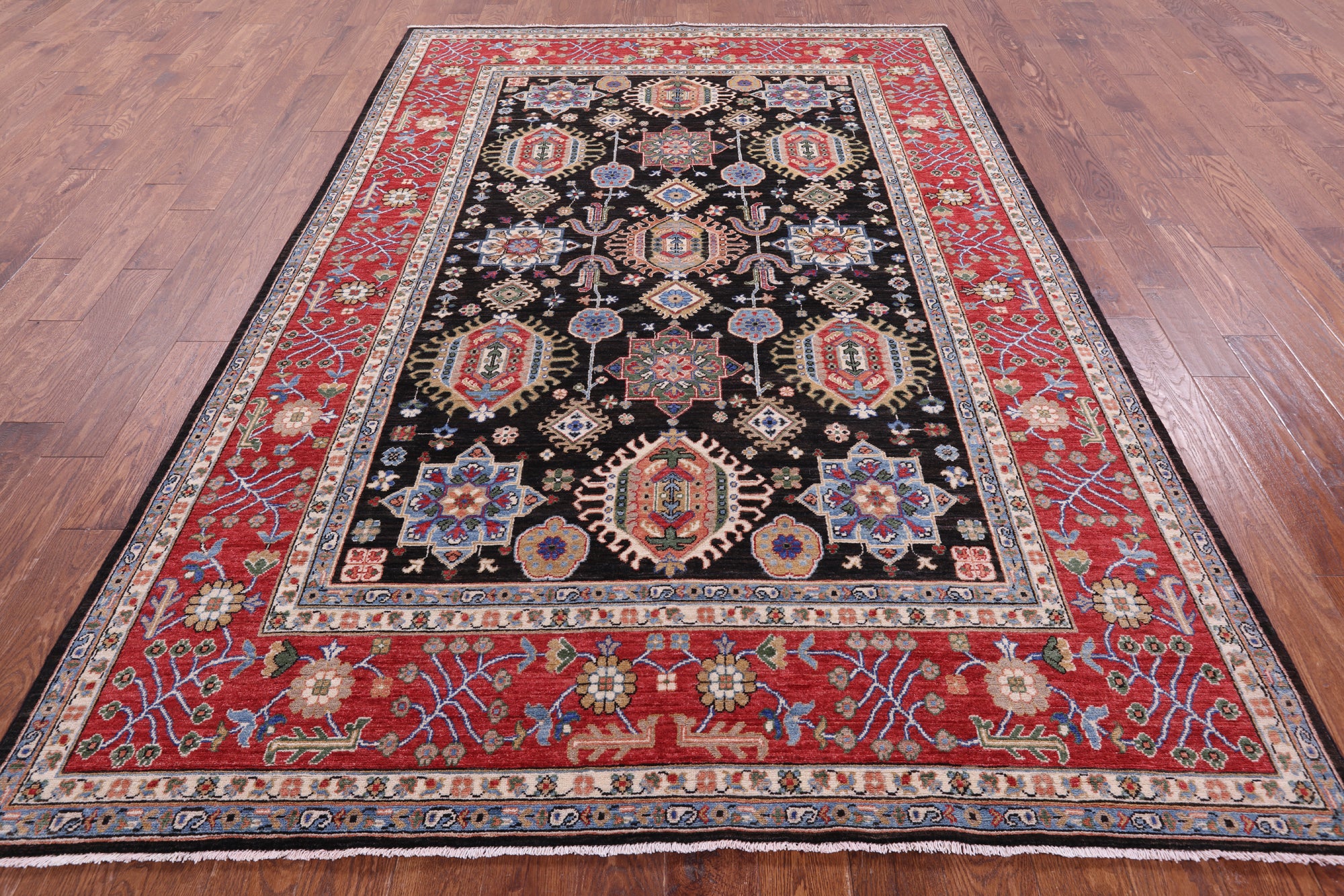 Brown Persian Fine Serapi Handmade Wool Rug - 6' 8" X 9' 10" - Golden Nile