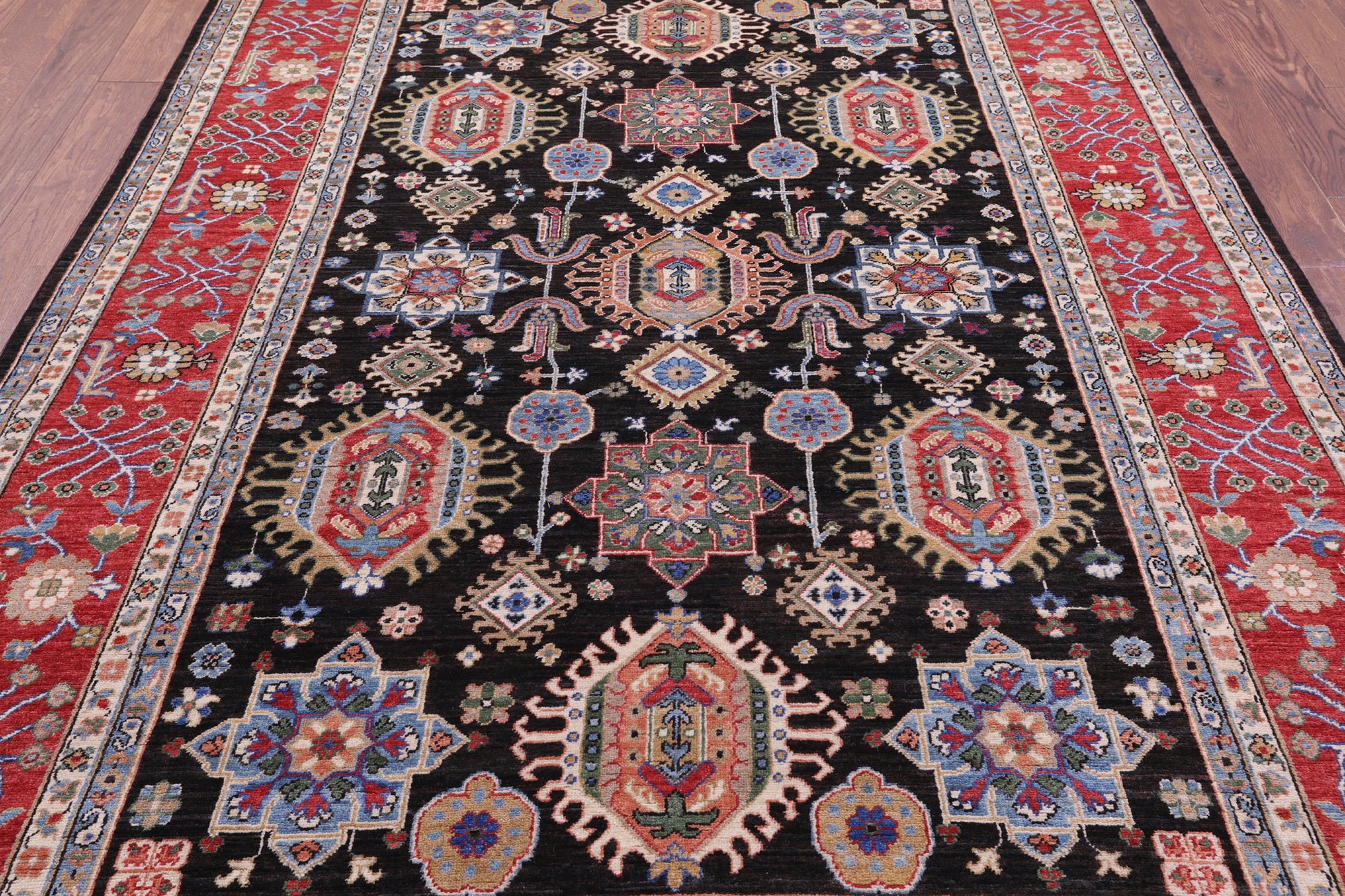 Brown Persian Fine Serapi Handmade Wool Rug - 6' 8" X 9' 10" - Golden Nile