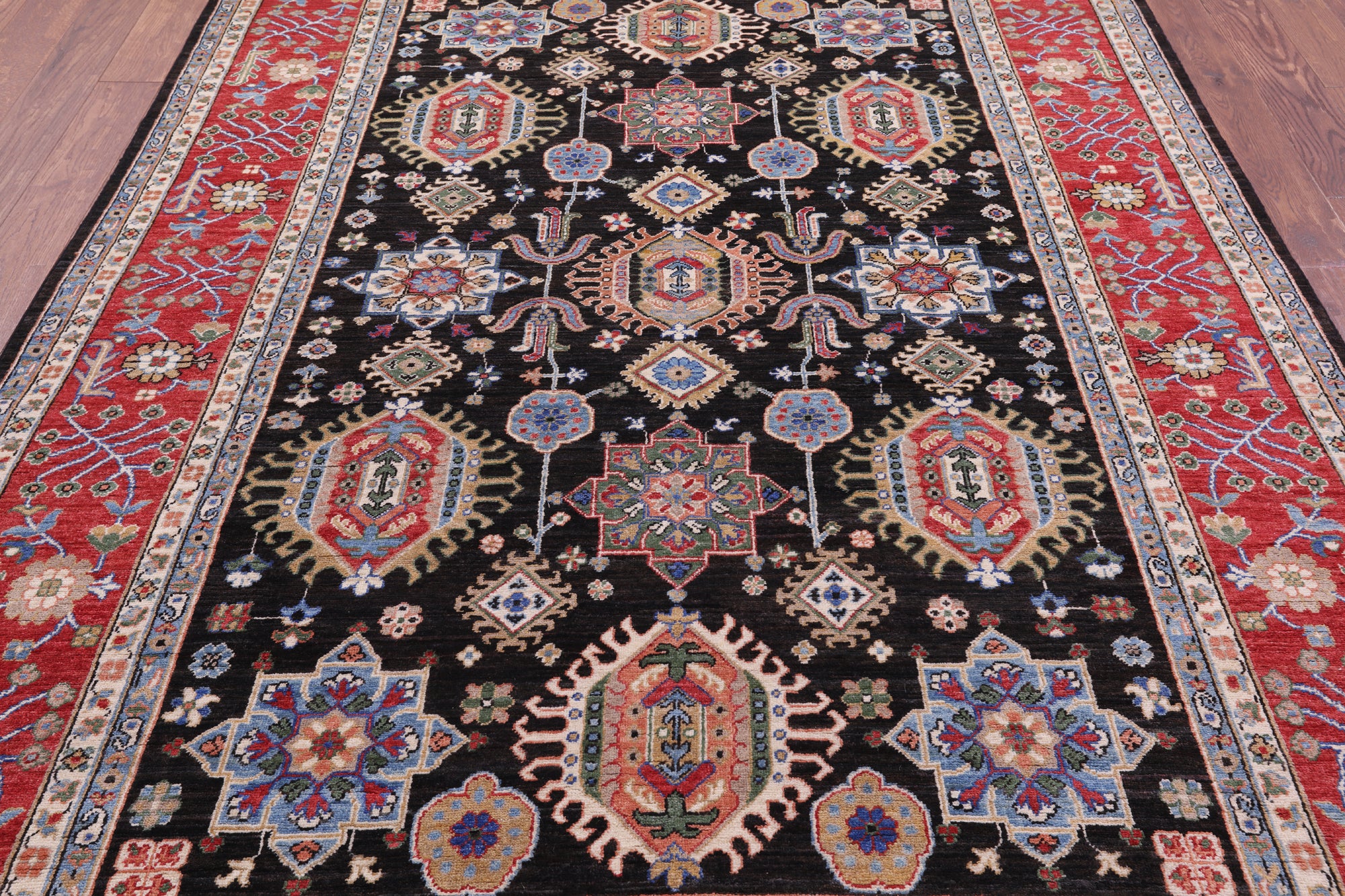 Brown Persian Fine Serapi Handmade Wool Rug - 6' 8" X 9' 10" - Golden Nile
