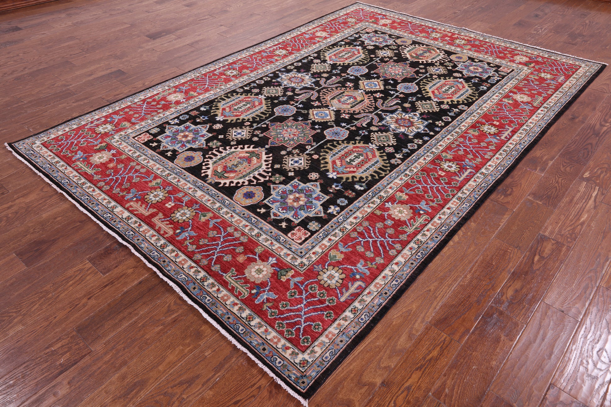 Brown Persian Fine Serapi Handmade Wool Rug - 6' 8" X 9' 10" - Golden Nile