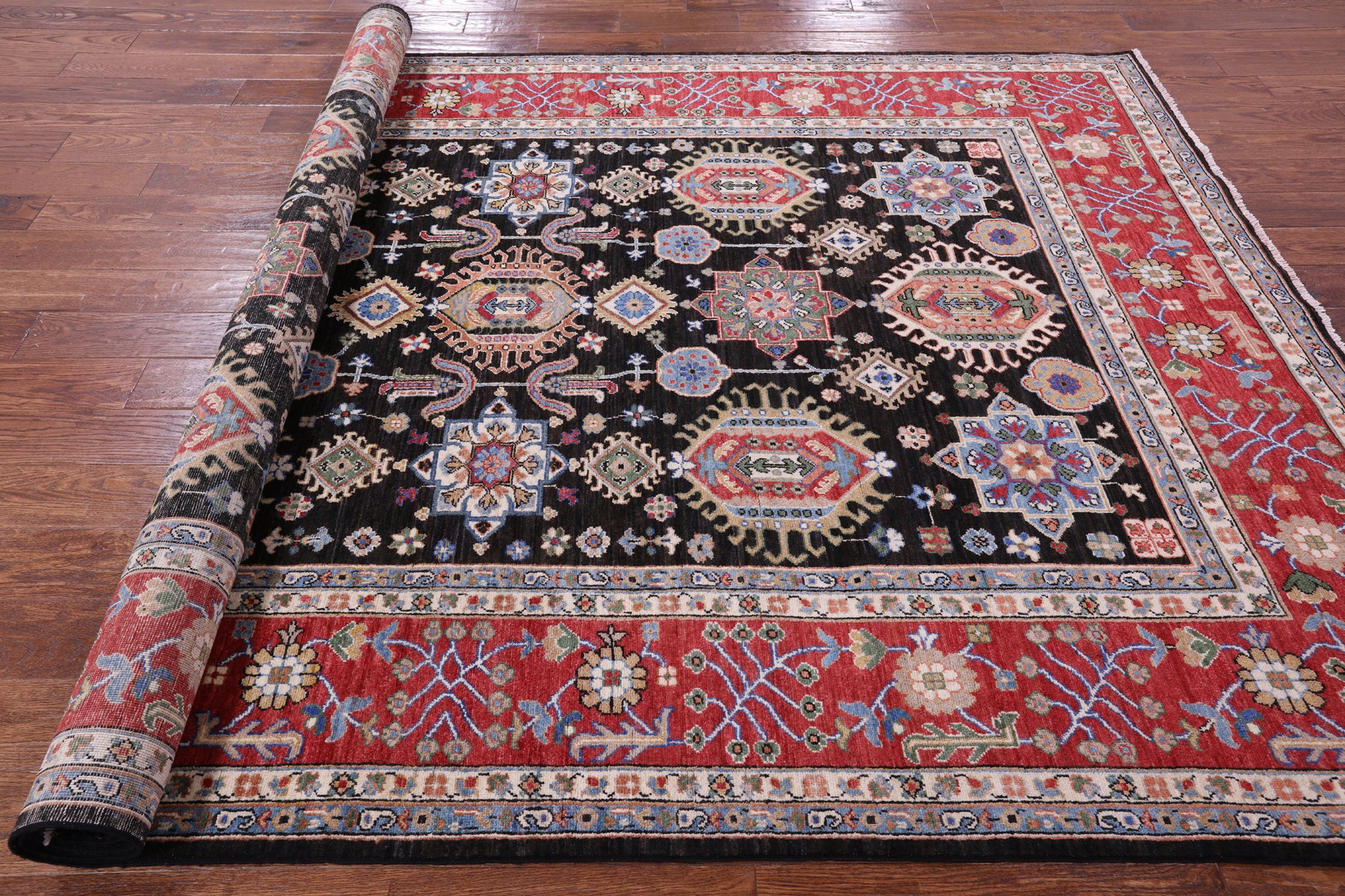 Brown Persian Fine Serapi Handmade Wool Rug - 6' 8" X 9' 10" - Golden Nile