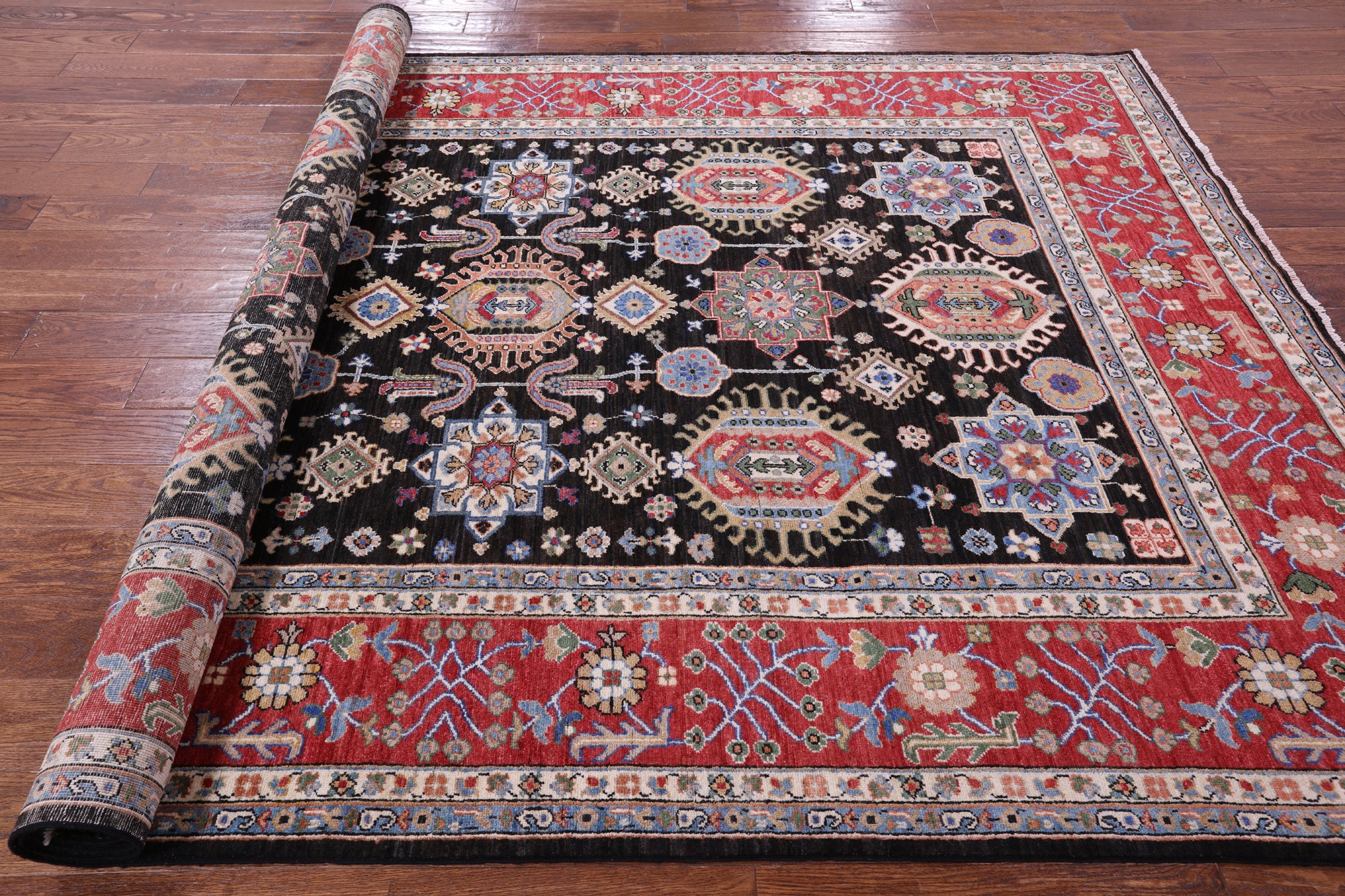 Brown Persian Fine Serapi Handmade Wool Rug - 6' 8" X 9' 10" - Golden Nile