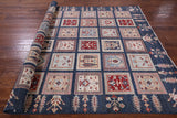 Blue Garden Design Persian Handmade Wool Rug - 6' 7" X 9' 7" - Golden Nile