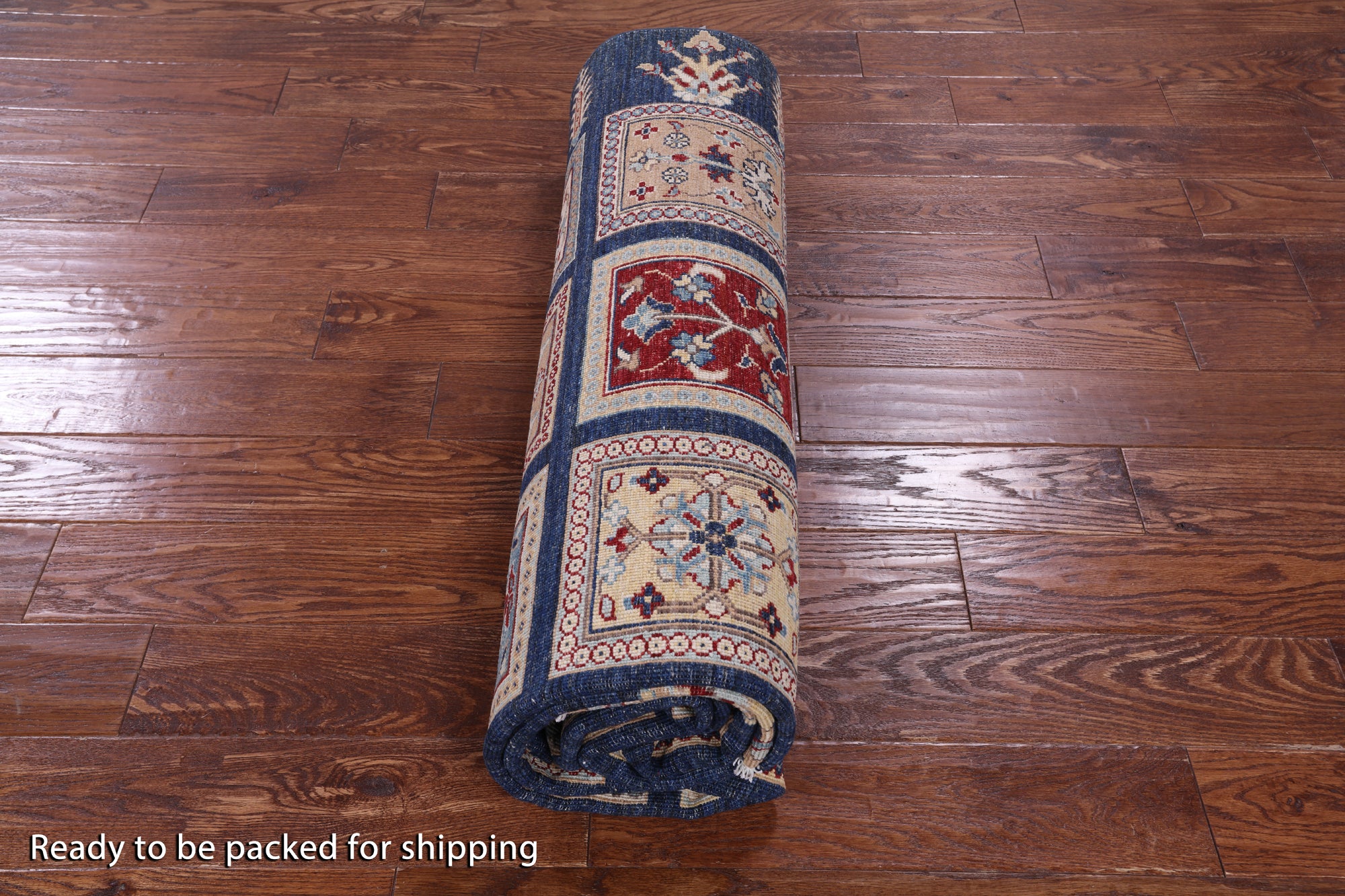 Blue Garden Design Persian Handmade Wool Rug - 6' 7" X 9' 7" - Golden Nile