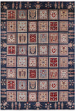 Blue Garden Design Persian Handmade Wool Rug - 6' 7" X 9' 7" - Golden Nile