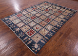 Blue Garden Design Persian Handmade Wool Rug - 6' 7" X 9' 7" - Golden Nile