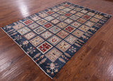 Blue Garden Design Persian Handmade Wool Rug - 6' 7" X 9' 7" - Golden Nile