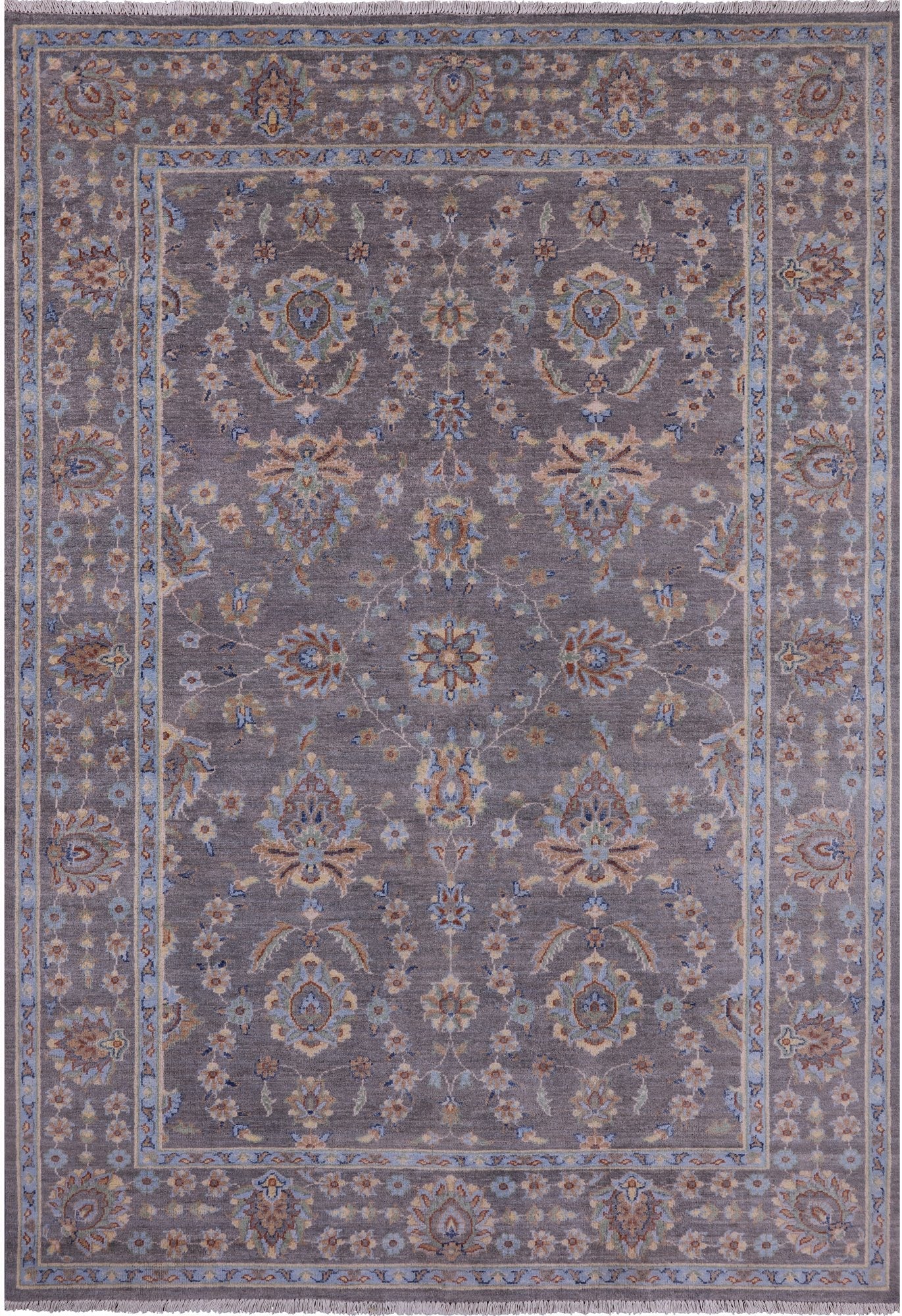 Grey Turkish Oushak Handmade Wool Rug - 6' 0" X 8' 9" - Golden Nile