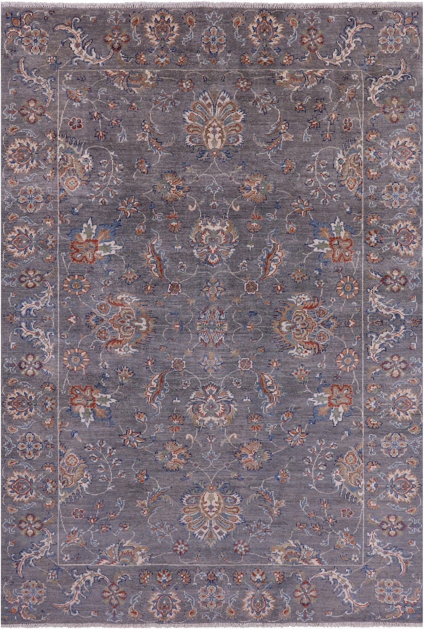 Grey Turkish Oushak Hand Knotted Wool Rug - 5' 10" X 8' 8" - Golden Nile