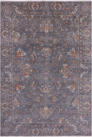 Grey Turkish Oushak Hand Knotted Wool Rug - 5' 10