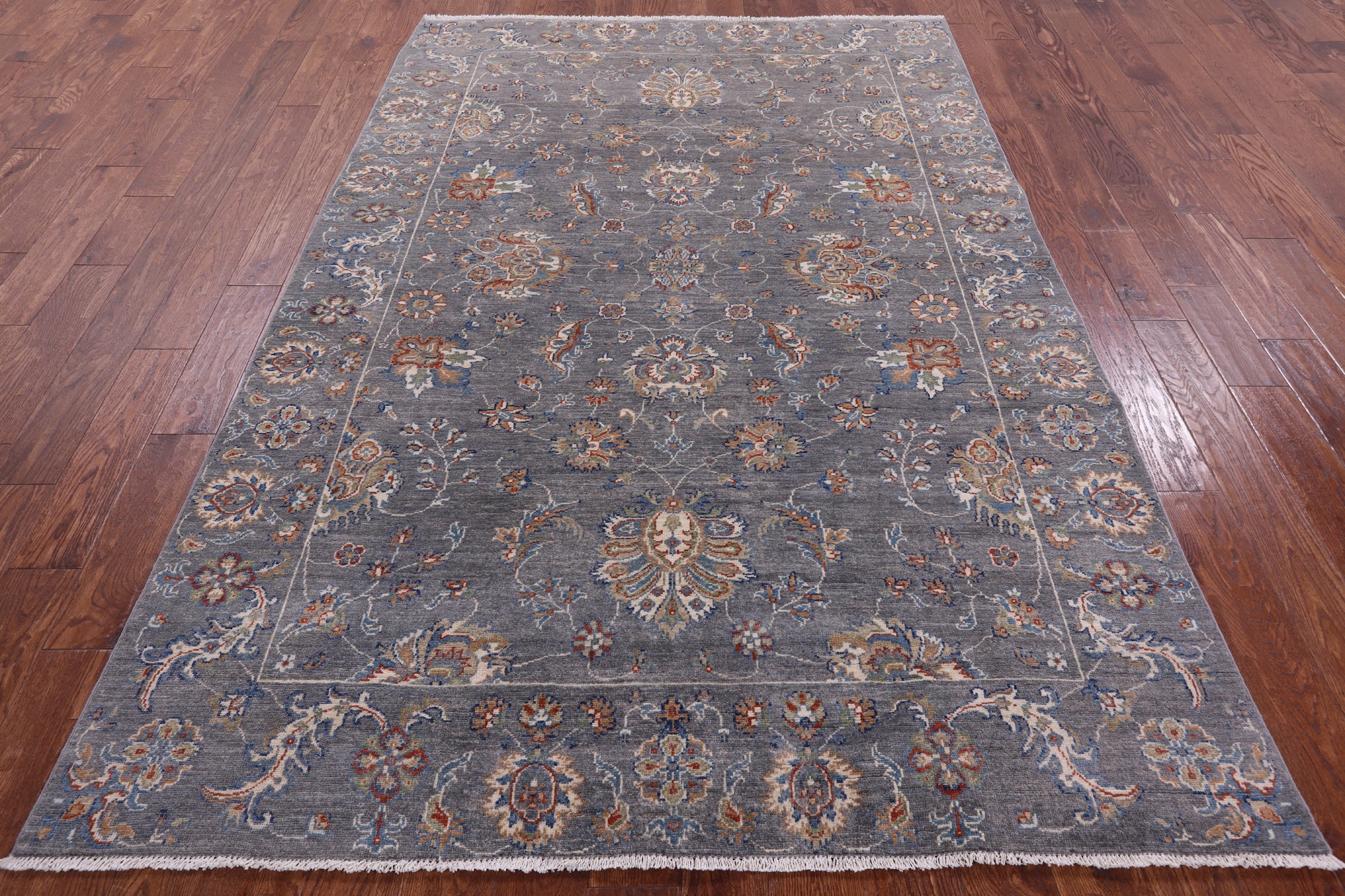 Grey Turkish Oushak Hand Knotted Wool Rug - 5' 10" X 8' 8" - Golden Nile