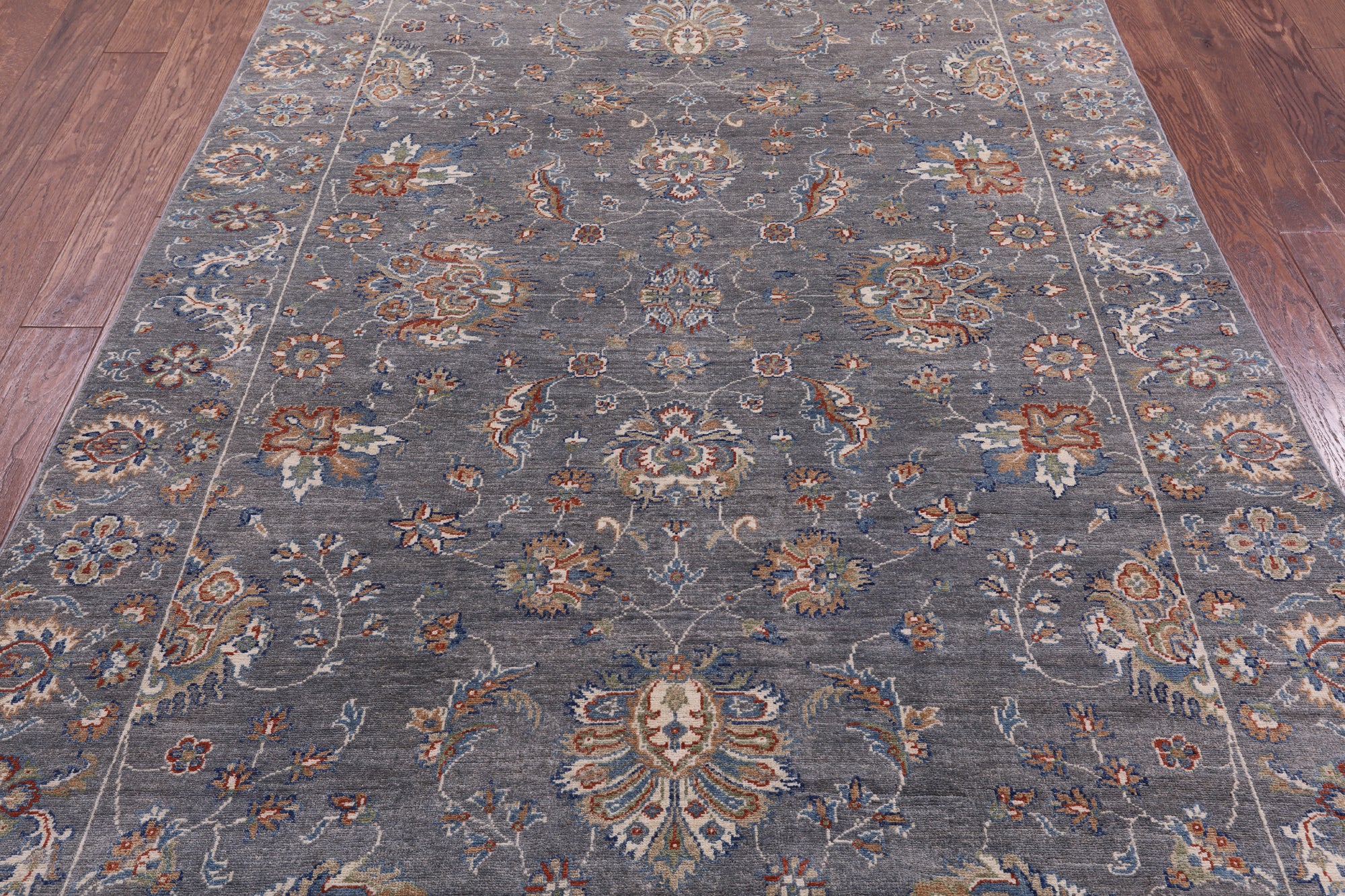 Grey Turkish Oushak Hand Knotted Wool Rug - 5' 10" X 8' 8" - Golden Nile