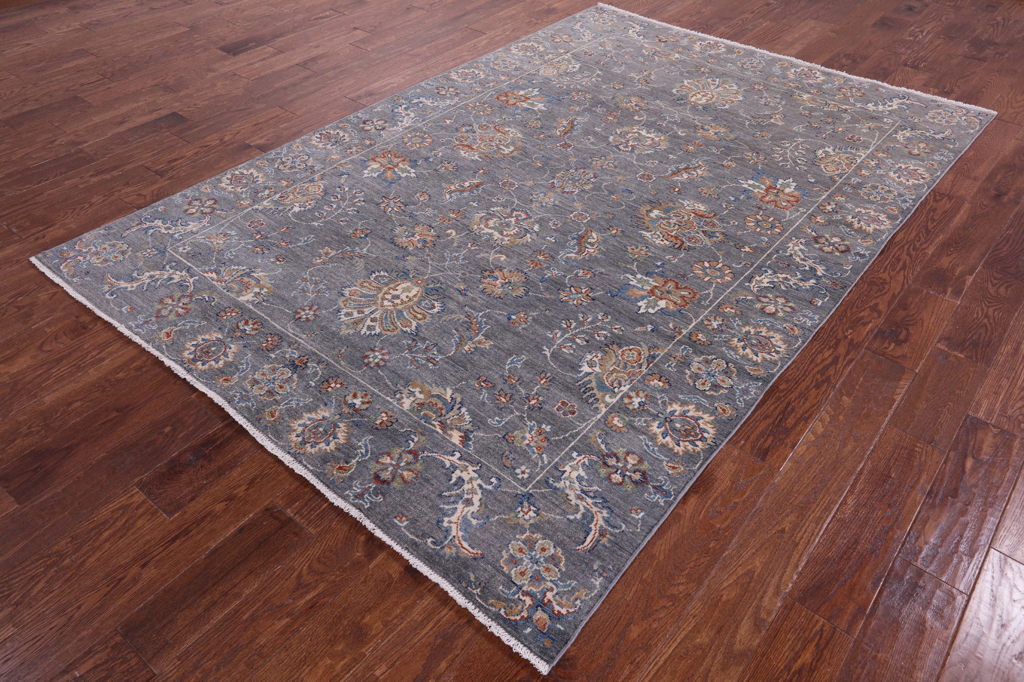 Grey Turkish Oushak Hand Knotted Wool Rug - 5' 10" X 8' 8" - Golden Nile