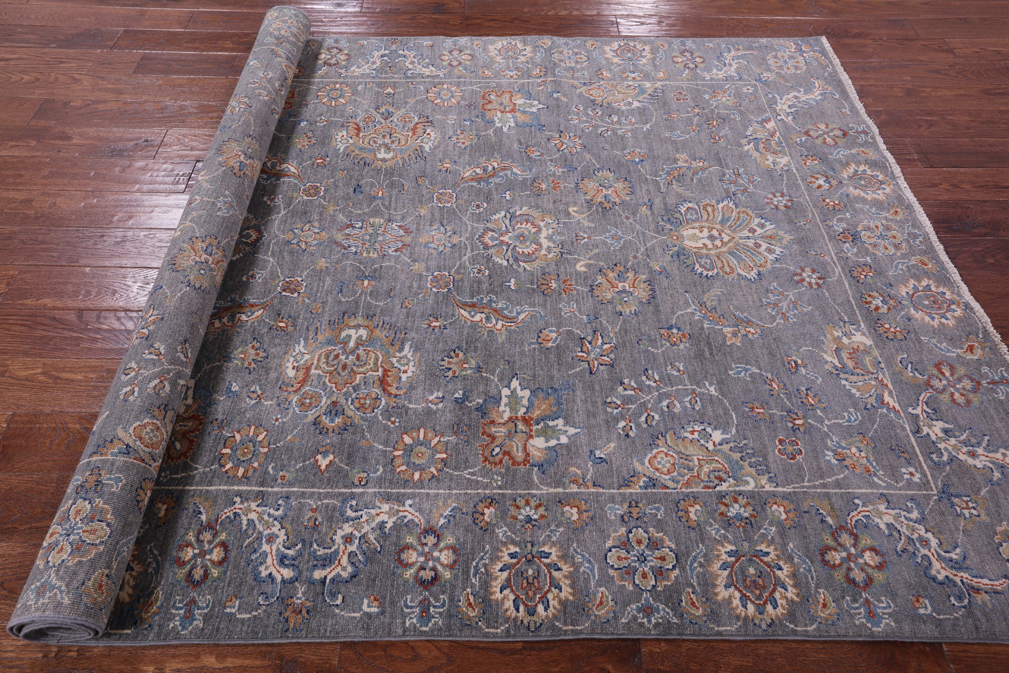 Grey Turkish Oushak Hand Knotted Wool Rug - 5' 10" X 8' 8" - Golden Nile