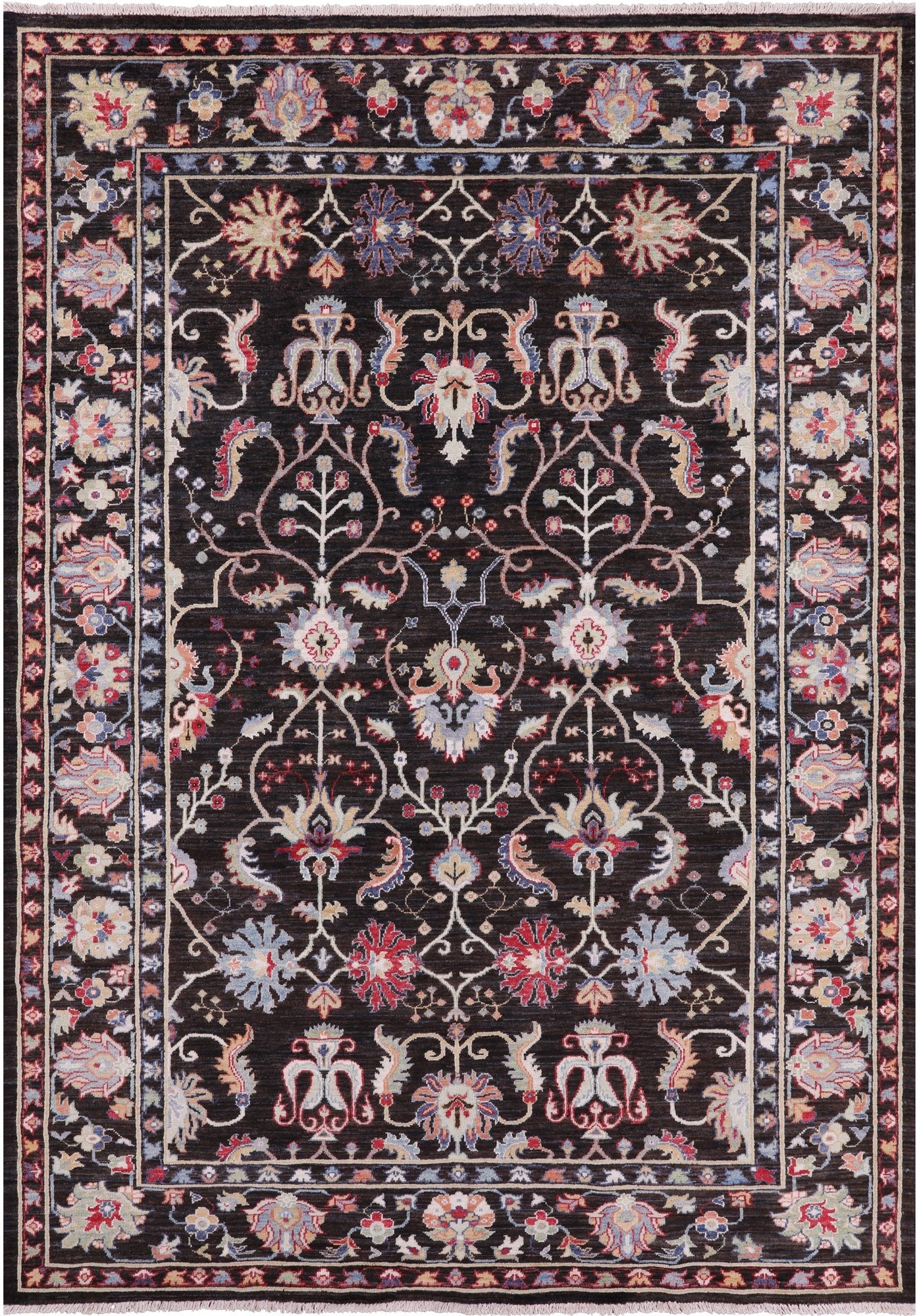 Brown Turkish Oushak Hand Knotted Wool Rug - 6' 1" X 8' 11" - Golden Nile