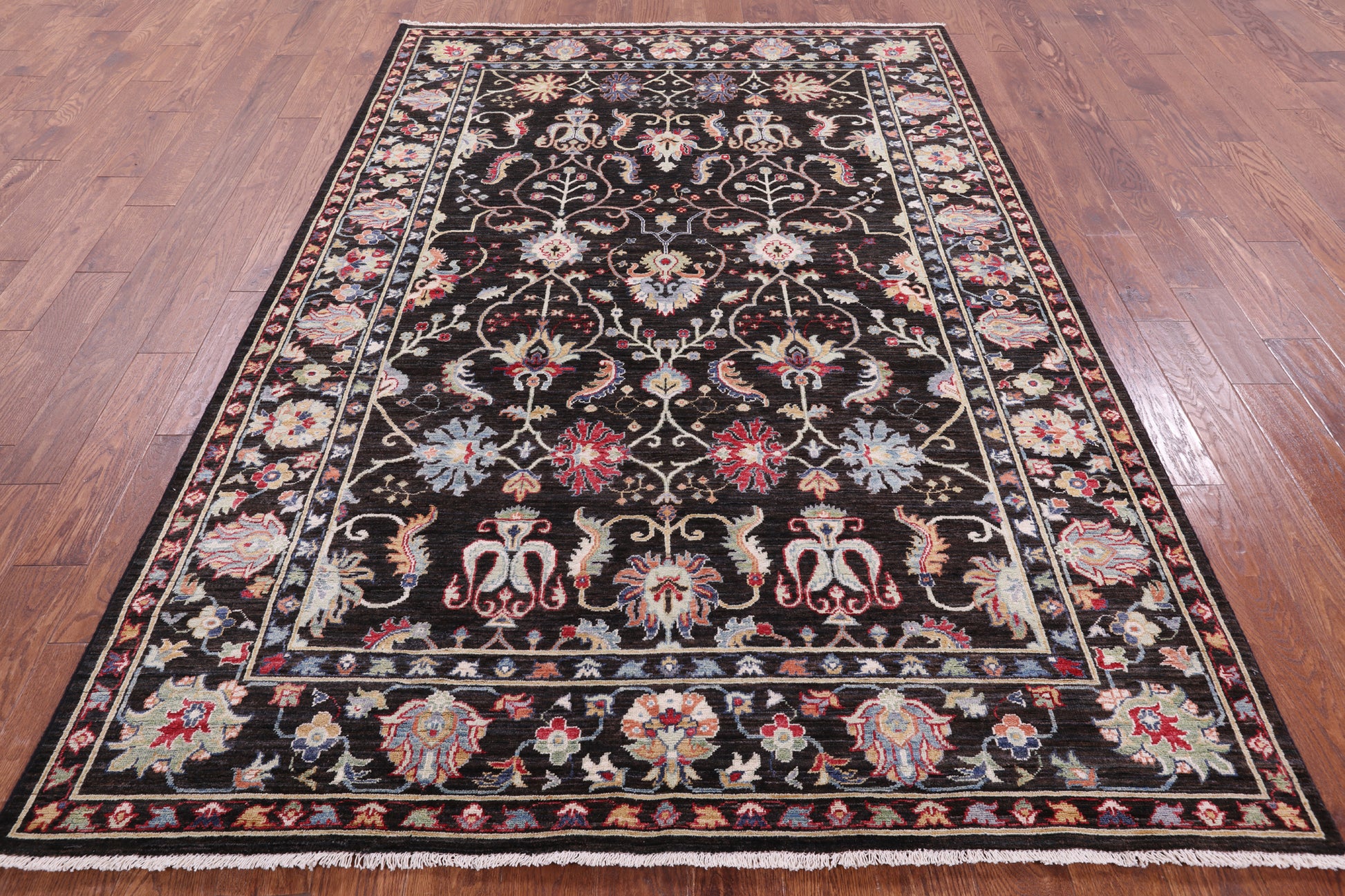 Brown Turkish Oushak Hand Knotted Wool Rug - 6' 1" X 8' 11" - Golden Nile
