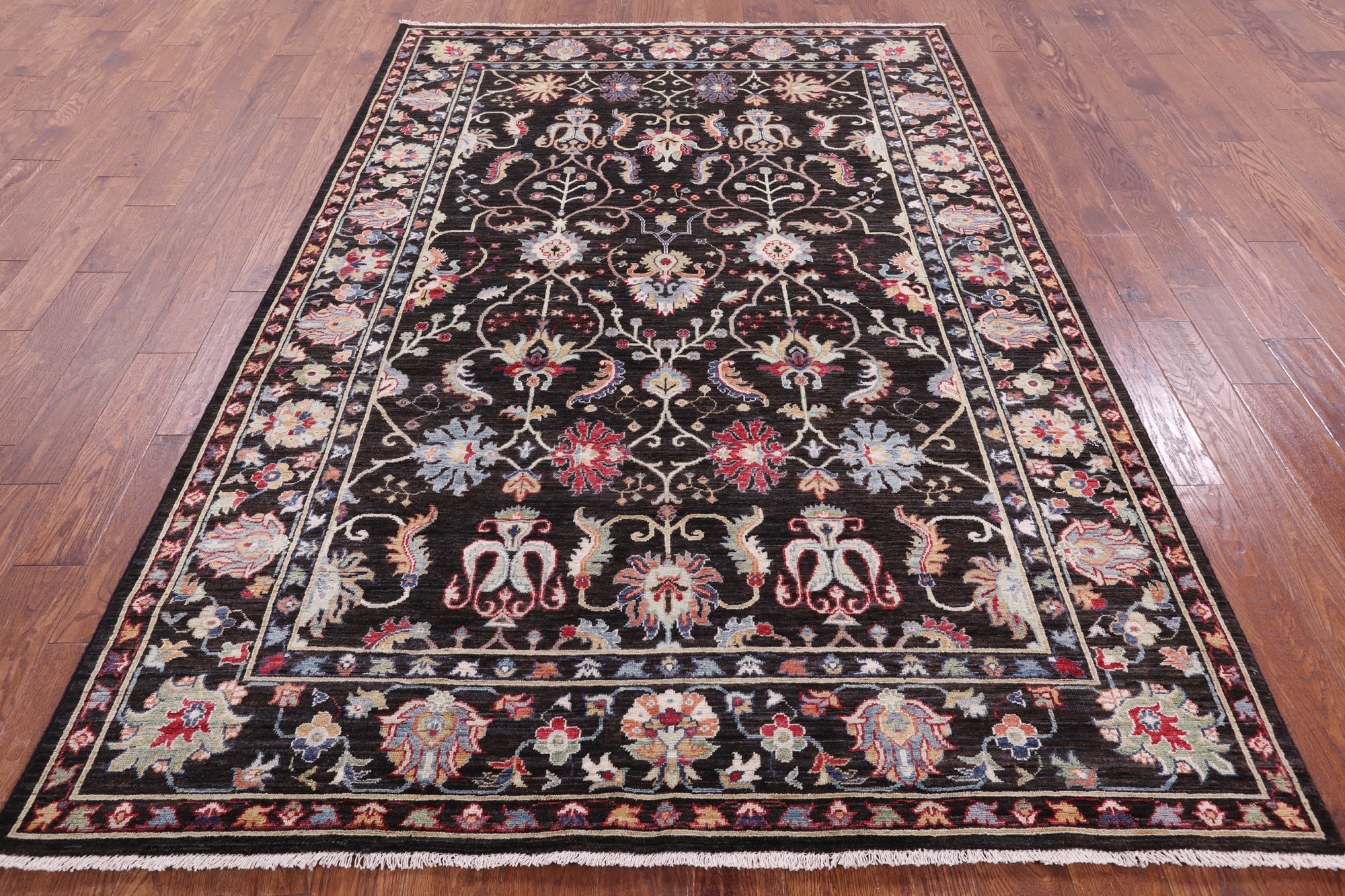 Brown Turkish Oushak Hand Knotted Wool Rug - 6' 1" X 8' 11" - Golden Nile