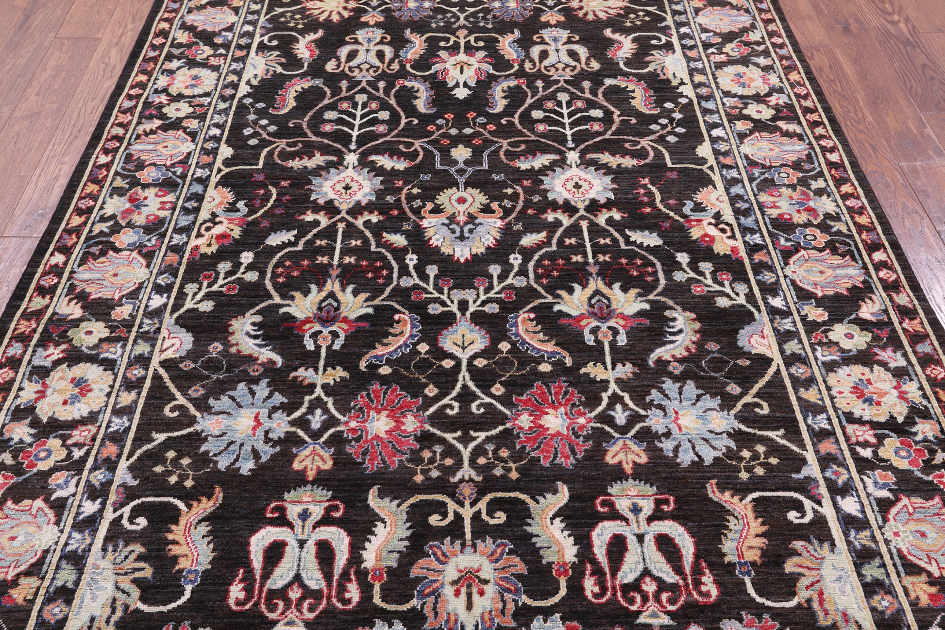 Brown Turkish Oushak Hand Knotted Wool Rug - 6' 1" X 8' 11" - Golden Nile