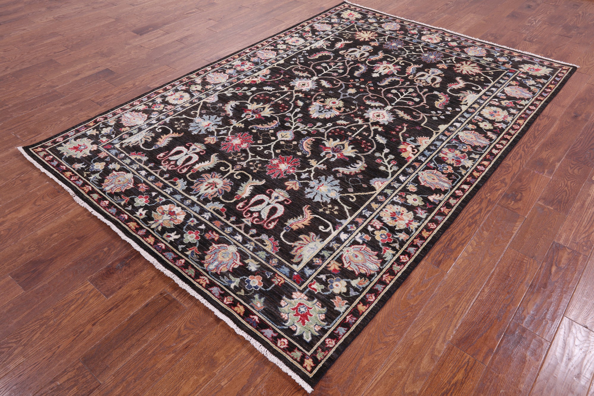 Brown Turkish Oushak Hand Knotted Wool Rug - 6' 1" X 8' 11" - Golden Nile