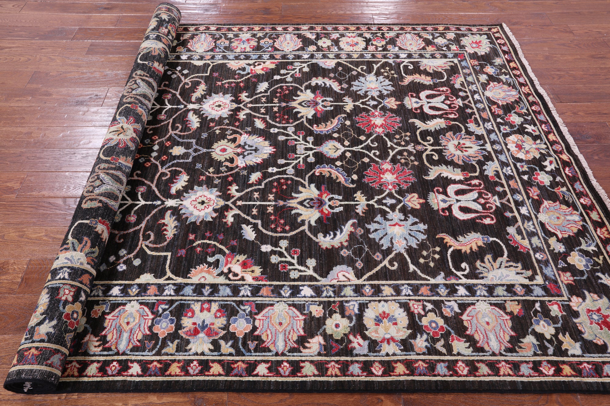 Brown Turkish Oushak Hand Knotted Wool Rug - 6' 1" X 8' 11" - Golden Nile