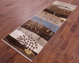 Tribal Persian Gabbeh Hand Knotted Wool Runner Rug - 2' 9" X 8' 3" - Golden Nile