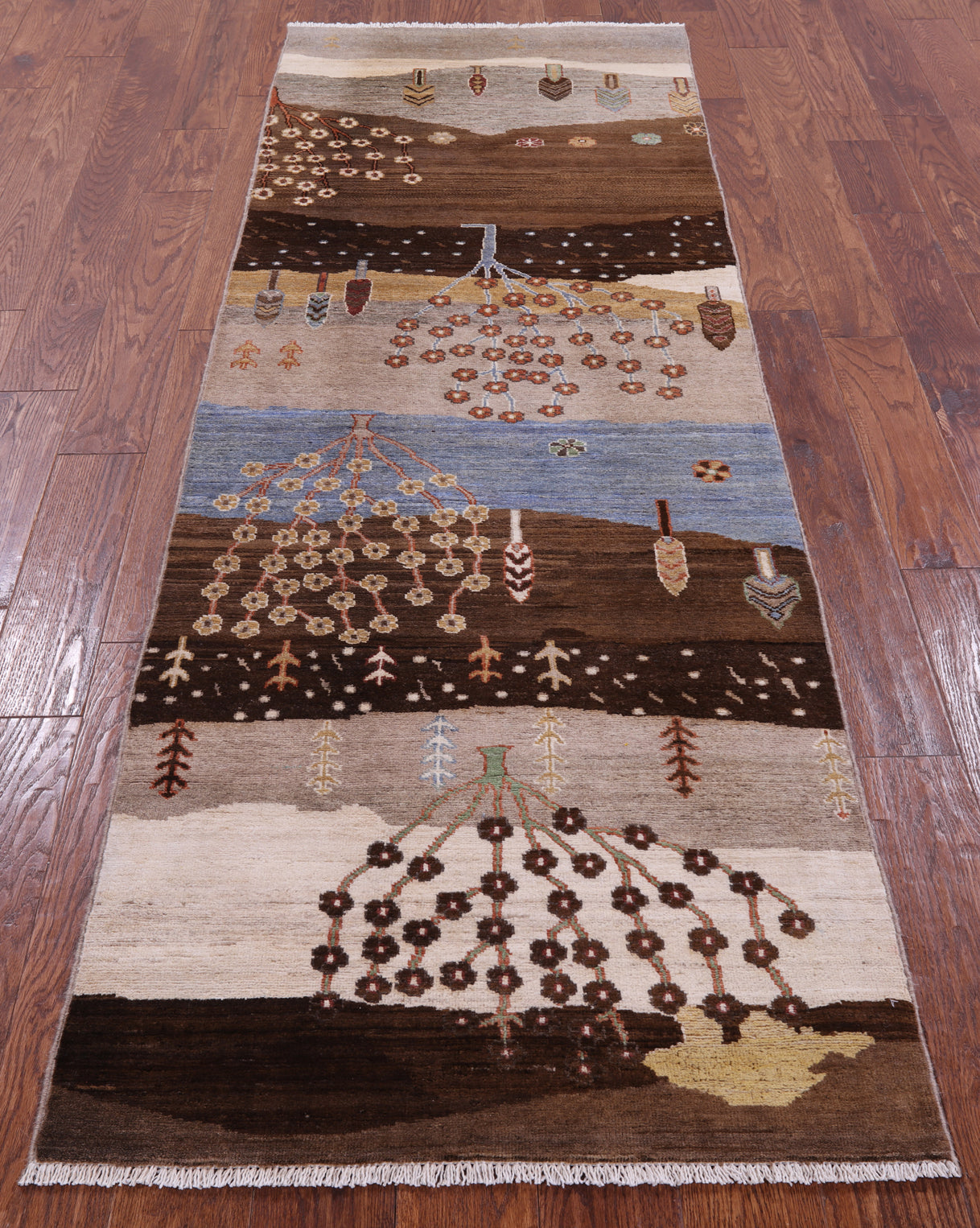 Tribal Persian Gabbeh Hand Knotted Wool Runner Rug - 2' 9" X 8' 3" - Golden Nile