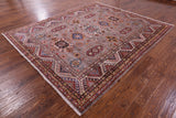 Super Kazak Handmade Wool Rug - 8' 0" X 9' 8" - Golden Nile