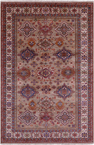 Super Kazak Hand Knotted Wool Rug - 6' 6" X 9' 10" - Golden Nile