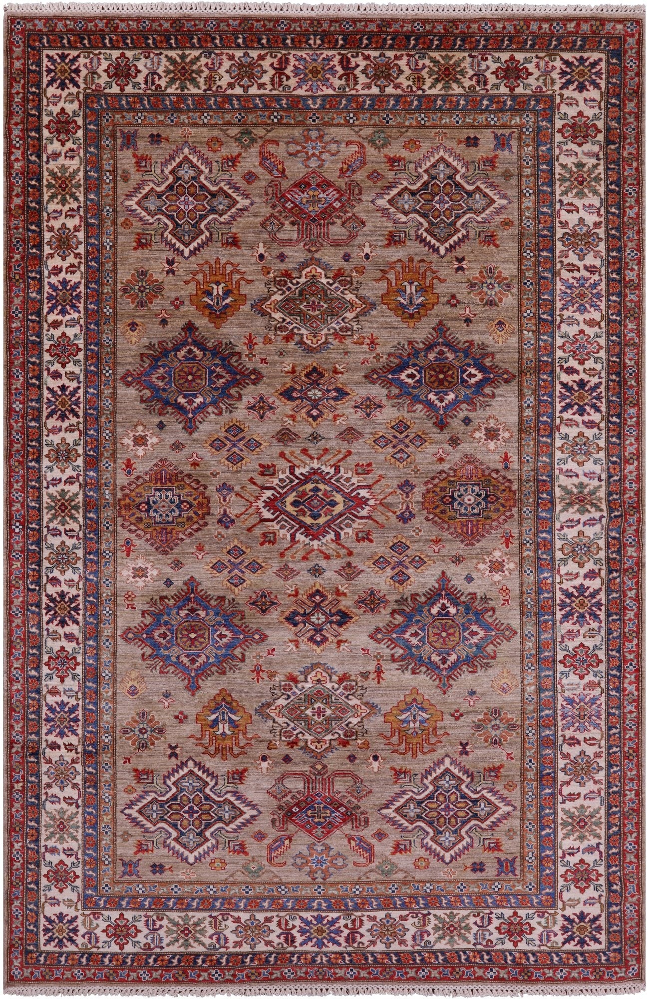 Super Kazak Hand Knotted Wool Rug - 6' 6" X 9' 10" - Golden Nile