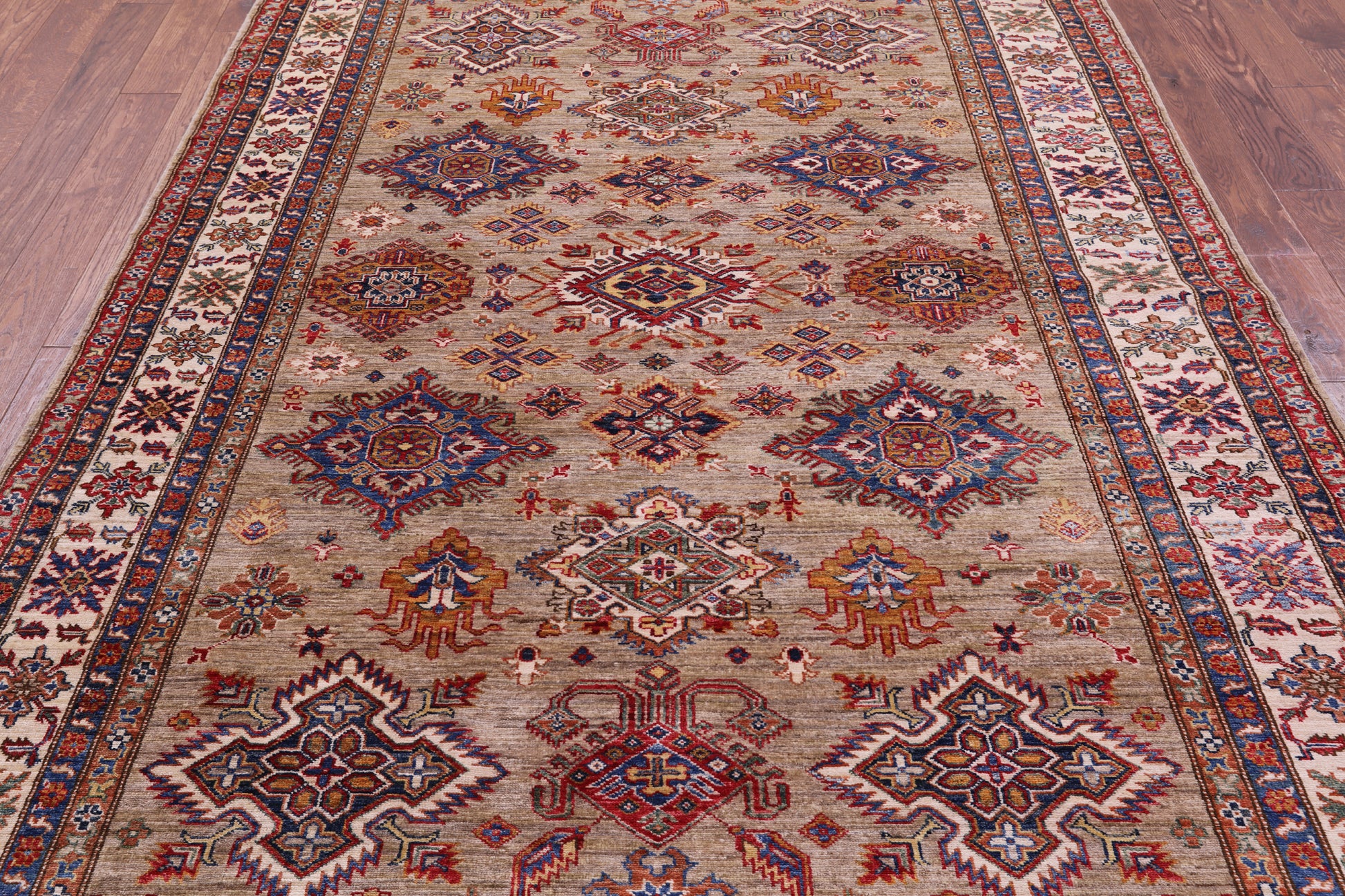 Super Kazak Hand Knotted Wool Rug - 6' 6" X 9' 10" - Golden Nile