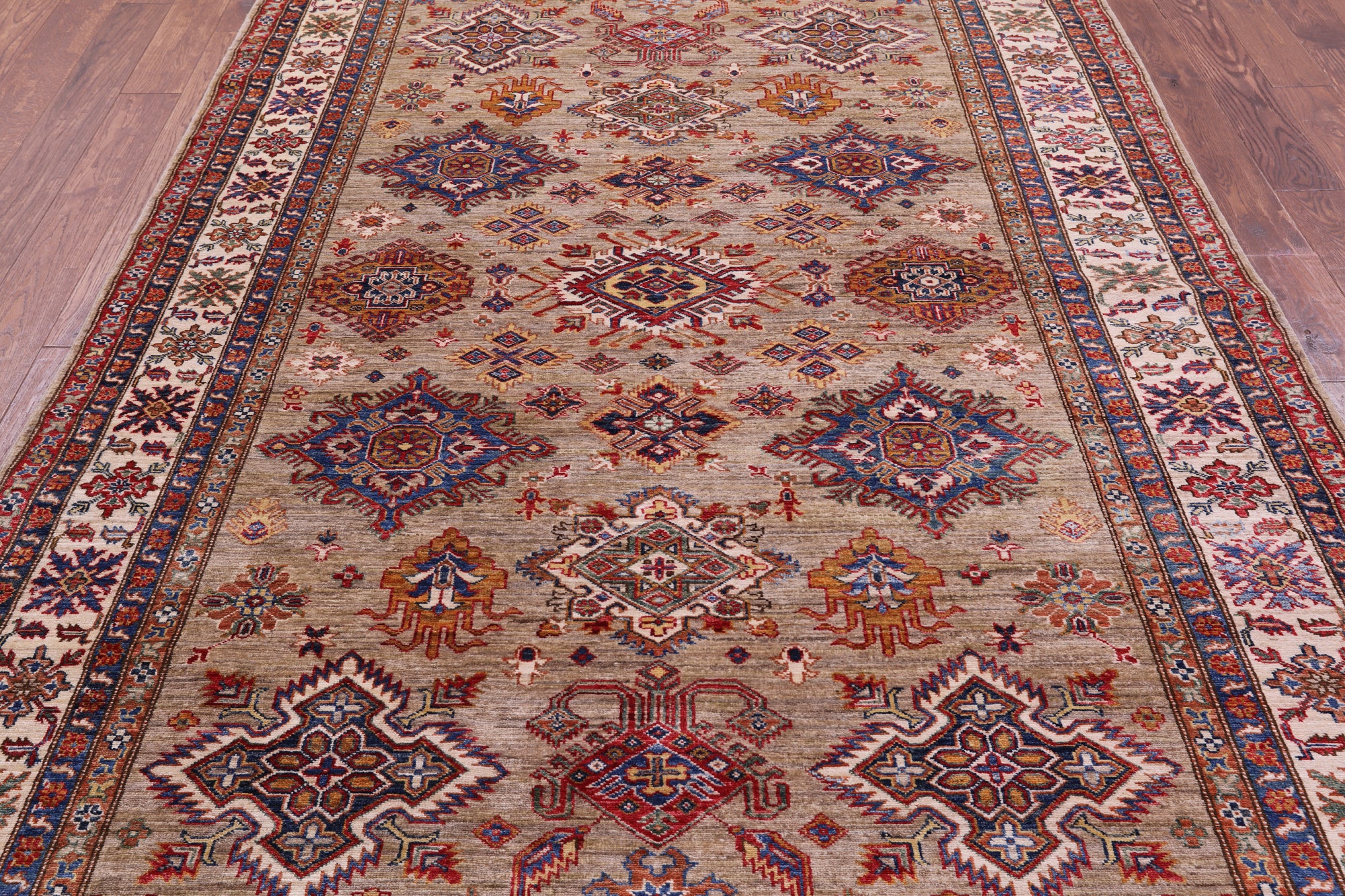Super Kazak Hand Knotted Wool Rug - 6' 6" X 9' 10" - Golden Nile