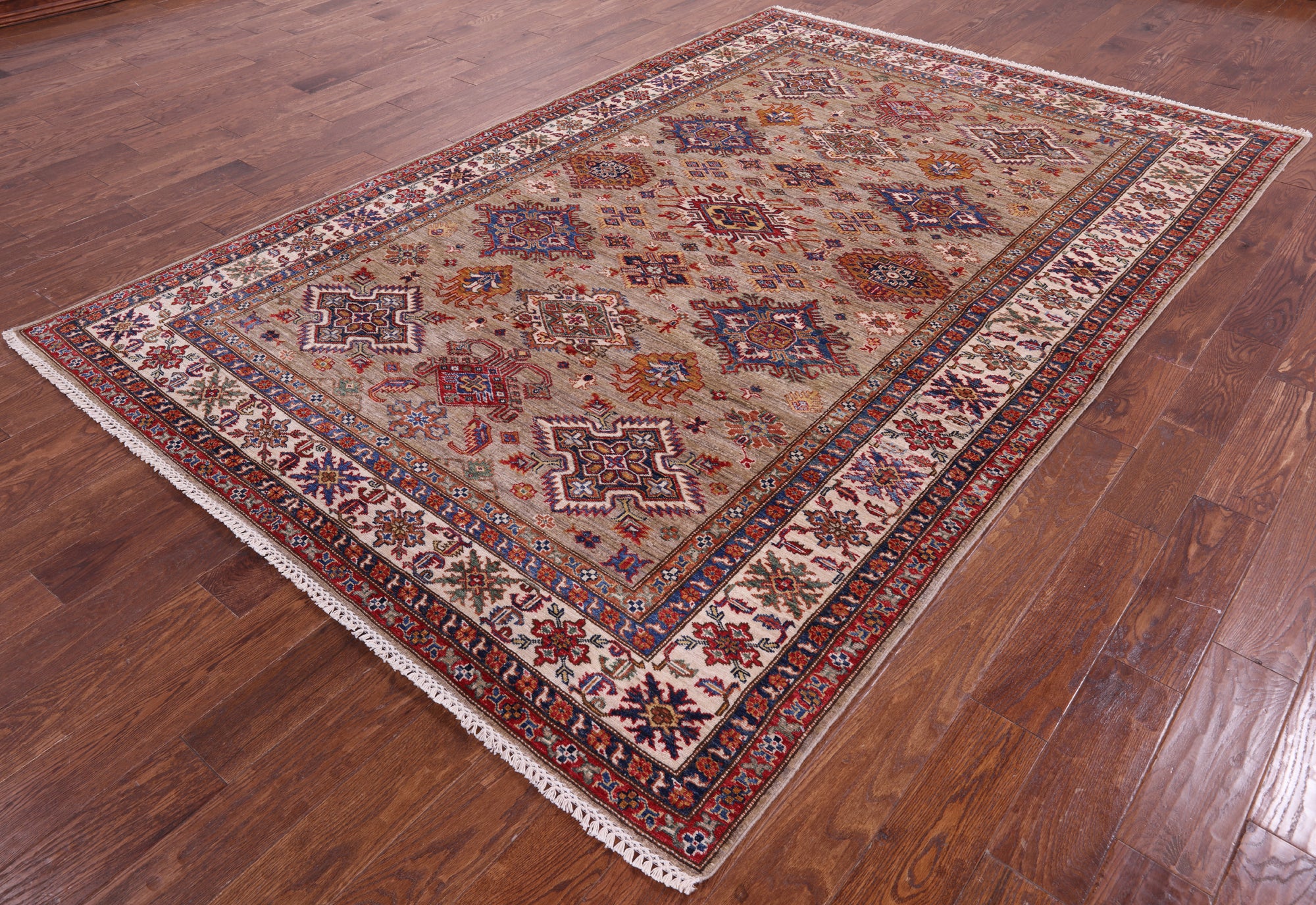 Super Kazak Hand Knotted Wool Rug - 6' 6" X 9' 10" - Golden Nile