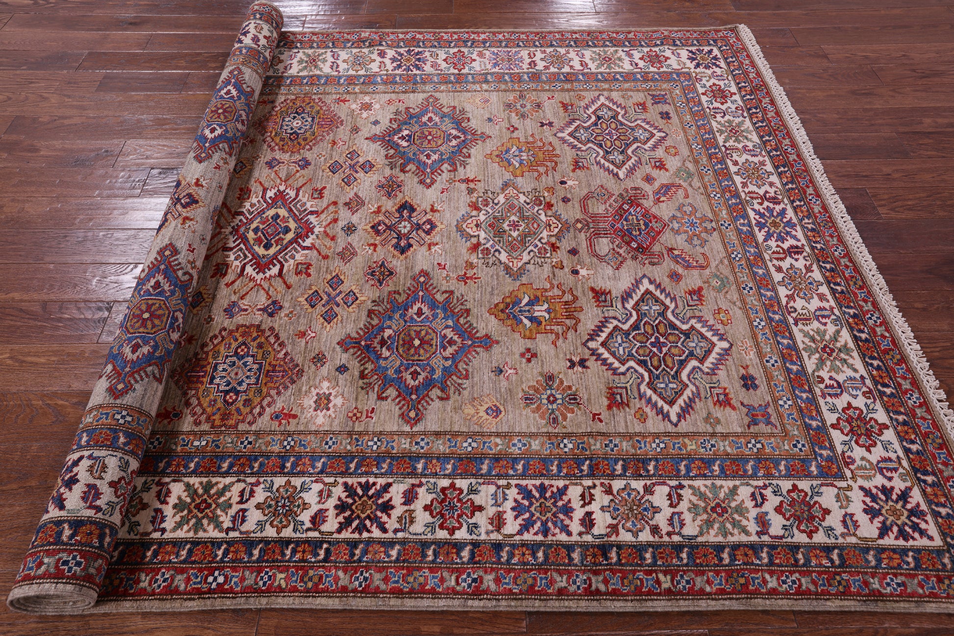 Super Kazak Hand Knotted Wool Rug - 6' 6" X 9' 10" - Golden Nile