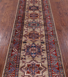 Super Kazak Hand Knotted Wool Runner Rug - 2' 9" X 8' 10" - Golden Nile