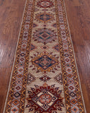Super Kazak Hand Knotted Wool Runner Rug - 2' 8" X 9' 1" - Golden Nile