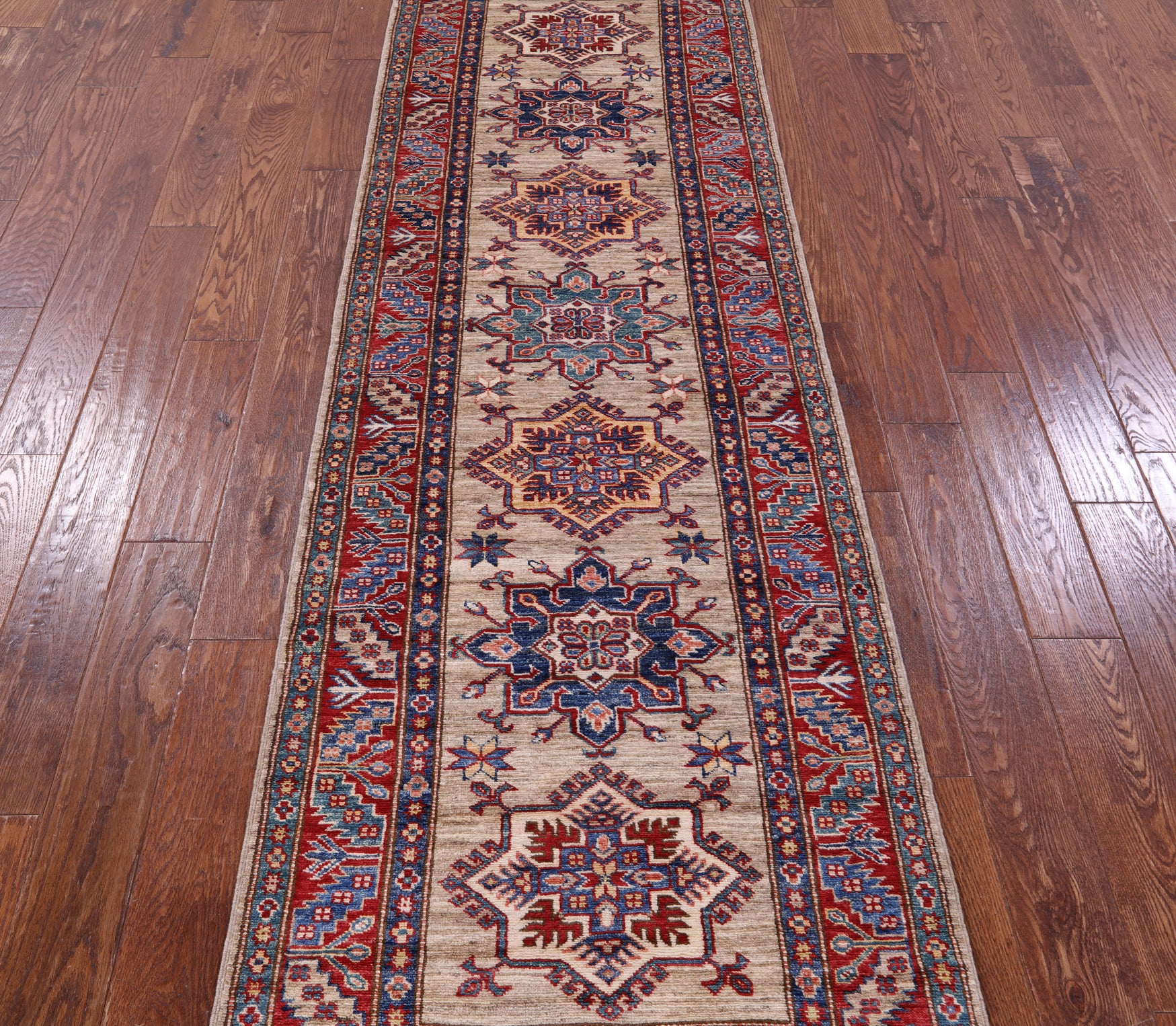 Super Kazak Hand Knotted Wool Runner Rug - 2' 9" X 8' 10" - Golden Nile